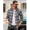 COOFANDY Men’s Flannel Long Sleeve Button Down Casual Plaid Shirt With Pocket(Brown Black White Plaid)