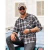 COOFANDY Men’s Flannel Long Sleeve Button Down Casual Plaid Shirt With Pocket(Brown Black White Plaid)