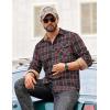 COOFANDY Men’s Flannel Long Sleeve Button Down Casual Plaid Shirt With Pocket(Cedarwood Plaid)