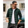 COOFANDY Men’s Flannel Long Sleeve Button Down Casual Plaid Shirt With Pocket(Green Black Plaid)