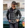 COOFANDY Men’s Flannel Long Sleeve Button Down Casual Plaid Shirt With Pocket(Grey Black Plaid)