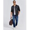 COOFANDY Men’s Flannel Long Sleeve Button Down Casual Plaid Shirt With Pocket(Grey Black Plaid)