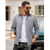 COOFANDY Men’s Flannel Long Sleeve Button Down Casual Plaid Shirt With Pocket(Grey Heather)