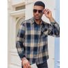 COOFANDY Men’s Flannel Long Sleeve Button Down Casual Plaid Shirt With Pocket(Khaki Blue Plaid)