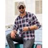 COOFANDY Men’s Flannel Long Sleeve Button Down Casual Plaid Shirt With Pocket(Navy Red White Plaid)