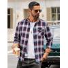 COOFANDY Men’s Flannel Long Sleeve Button Down Casual Plaid Shirt With Pocket(Navy Red White Plaid)