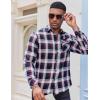 COOFANDY Men’s Flannel Long Sleeve Button Down Casual Plaid Shirt With Pocket(Navy Red White Plaid)