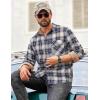 COOFANDY Men’s Flannel Long Sleeve Button Down Casual Plaid Shirt With Pocket(Navy White Beige Plaid)