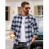 COOFANDY Men’s Flannel Long Sleeve Button Down Casual Plaid Shirt With Pocket(Navy White Plaid)