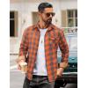 COOFANDY Men’s Flannel Long Sleeve Button Down Casual Plaid Shirt With Pocket(Orange Grey Plaid)