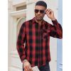 COOFANDY Men’s Flannel Long Sleeve Button Down Casual Plaid Shirt With Pocket(Red Black Plaid)