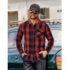 COOFANDY Men’s Flannel Long Sleeve Button Down Casual Plaid Shirt With Pocket(Red Black Plaid)