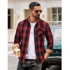 COOFANDY Men’s Flannel Long Sleeve Button Down Casual Plaid Shirt With Pocket(Red Black Plaid)