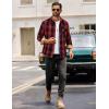 COOFANDY Men’s Flannel Long Sleeve Button Down Casual Plaid Shirt With Pocket(Red Black Plaid)