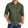 COOFANDY Men’s Flannel Long Sleeve Button Down Casual Plaid Shirt With Pocket(Army Green)