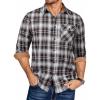 COOFANDY Men’s Flannel Long Sleeve Button Down Casual Plaid Shirt With Pocket(Brown Black White Plaid)