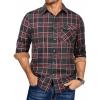 COOFANDY Men’s Flannel Long Sleeve Button Down Casual Plaid Shirt With Pocket(Cedarwood Plaid)