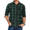COOFANDY Men’s Flannel Long Sleeve Button Down Casual Plaid Shirt With Pocket(Green Black Plaid)