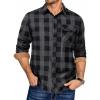 COOFANDY Men’s Flannel Long Sleeve Button Down Casual Plaid Shirt With Pocket(Grey Black Plaid)