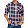 COOFANDY Men’s Flannel Long Sleeve Button Down Casual Plaid Shirt With Pocket(Navy Red White Plaid)