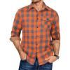 COOFANDY Men’s Flannel Long Sleeve Button Down Casual Plaid Shirt With Pocket(Orange Grey Plaid)