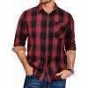 COOFANDY Men’s Flannel Long Sleeve Button Down Casual Plaid Shirt With Pocket(Red Black Plaid)