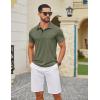COOFANDY Men Short Sleeve Polo Shirt Casual Summer Collar Shirts Dress Button Polo T Shirt Classic Golf Shirts(Army Green)