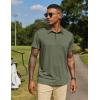 COOFANDY Men Short Sleeve Polo Shirt Casual Summer Collar Shirts Dress Button Polo T Shirt Classic Golf Shirts(Army Green)