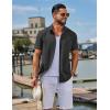 COOFANDY Men’s Button Down Shirts Casual Short Sleeve Linen Shirt Summer Beach Shirt with Pocket(Dark Gray)