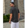 COOFANDY Men’s Button Down Shirts Casual Short Sleeve Linen Shirt Summer Beach Shirt with Pocket(Dark Gray)