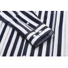 COOFANDY Mens Cuban Guayabera Shirt Casual Button Down Shirts Long Sleeve Summer Beach Shirts(Navy Stripe)