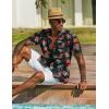 COOFANDY Men’s Hawaiian Shirt Short Sleeve Casual Button Down Tropical Summer Beach Aloha Shirts(Black-red Flowers)