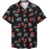 COOFANDY Men’s Hawaiian Shirt Short Sleeve Casual Button Down Tropical Summer Beach Aloha Shirts(Black-red Flowers)