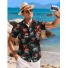 COOFANDY Men’s Hawaiian Shirt Short Sleeve Casual Button Down Tropical Summer Beach Aloha Shirts(Black-red Flowers)