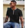 COOFANDY Mens Henley Shirts Short Sleeve Casual Button T-Shirts Basic Tee Shirts Summer Vintage T Shirts with Pocket(01 Black)