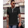 COOFANDY Mens Henley Shirts Short Sleeve Casual Button T-Shirts Basic Tee Shirts Summer Vintage T Shirts with Pocket(01 Black)