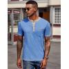 COOFANDY Mens Henley Shirts Short Sleeve Casual Button T-Shirts Basic Tee Shirts Summer Vintage T Shirts with Pocket(01 Blue)