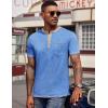 COOFANDY Mens Henley Shirts Short Sleeve Casual Button T-Shirts Basic Tee Shirts Summer Vintage T Shirts with Pocket(01 Blue)