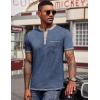 COOFANDY Mens Henley Shirts Short Sleeve Casual Button T-Shirts Basic Tee Shirts Summer Vintage T Shirts with Pocket(01 Navy Blue)