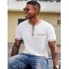 COOFANDY Mens Henley Shirts Short Sleeve Casual Button T-Shirts Basic Tee Shirts Summer Vintage T Shirts with Pocket(01 White)