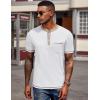COOFANDY Mens Henley Shirts Short Sleeve Casual Button T-Shirts Basic Tee Shirts Summer Vintage T Shirts with Pocket(01 White)