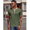 COOFANDY Mens Henley Shirts Short Sleeve Casual Button T-Shirts Basic Tee Shirts Summer Vintage T Shirts with Pocket(02 Army Green)
