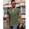 COOFANDY Mens Henley Shirts Short Sleeve Casual Button T-Shirts Basic Tee Shirts Summer Vintage T Shirts with Pocket(02 Army Green)