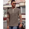 COOFANDY Mens Henley Shirts Short Sleeve Casual Button T-Shirts Basic Tee Shirts Summer Vintage T Shirts with Pocket(02 Brown)