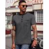 COOFANDY Mens Henley Shirts Short Sleeve Casual Button T-Shirts Basic Tee Shirts Summer Vintage T Shirts with Pocket(02 Dark Grey/Black)