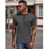 COOFANDY Mens Henley Shirts Short Sleeve Casual Button T-Shirts Basic Tee Shirts Summer Vintage T Shirts with Pocket(02 Dark Grey/Black)