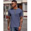 COOFANDY Mens Henley Shirts Short Sleeve Casual Button T-Shirts Basic Tee Shirts Summer Vintage T Shirts with Pocket(02 Navy Blue/Dark Grey)
