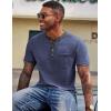 COOFANDY Mens Henley Shirts Short Sleeve Casual Button T-Shirts Basic Tee Shirts Summer Vintage T Shirts with Pocket(02 Navy Blue/Dark Grey)