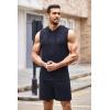 COOFANDY Mens Sleeveless Workout Hoodie Shorts Set 2 Piece Outfits Hooded Tank Tops Gym Tracksuit Sweatsuits(Navy Blue)