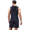 COOFANDY Mens Sleeveless Workout Hoodie Shorts Set 2 Piece Outfits Hooded Tank Tops Gym Tracksuit Sweatsuits(Navy Blue)